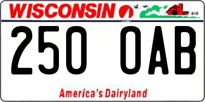 WI license plate 250OAB