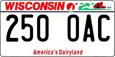 WI license plate 250OAC