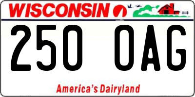 WI license plate 250OAG
