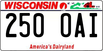 WI license plate 250OAI