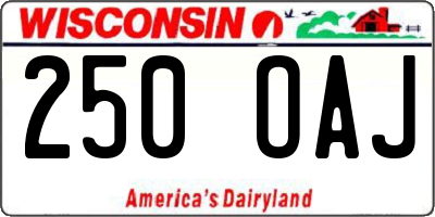 WI license plate 250OAJ