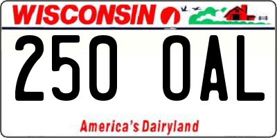 WI license plate 250OAL