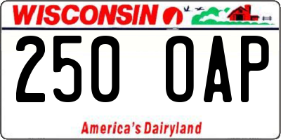 WI license plate 250OAP