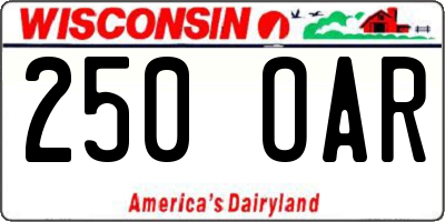 WI license plate 250OAR