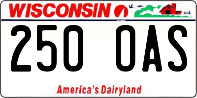 WI license plate 250OAS
