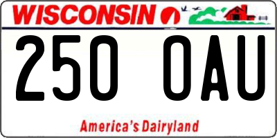WI license plate 250OAU