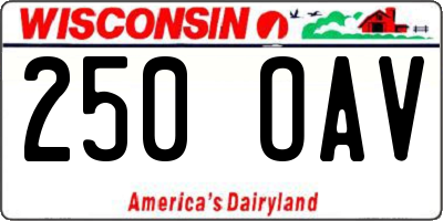 WI license plate 250OAV