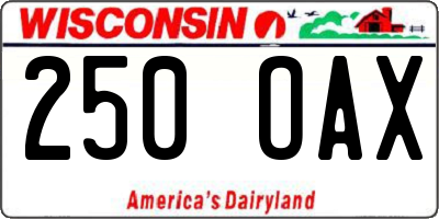 WI license plate 250OAX