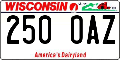 WI license plate 250OAZ
