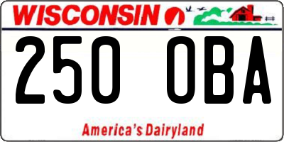 WI license plate 250OBA