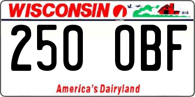 WI license plate 250OBF