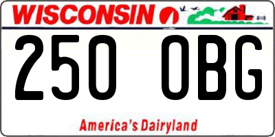 WI license plate 250OBG