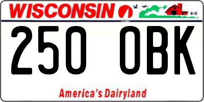 WI license plate 250OBK