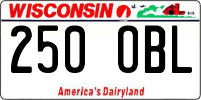 WI license plate 250OBL
