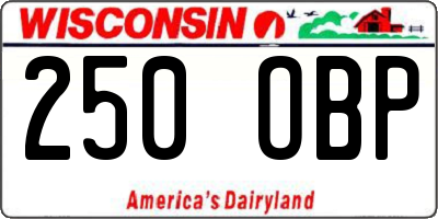 WI license plate 250OBP