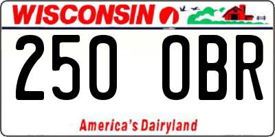 WI license plate 250OBR