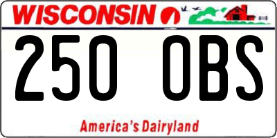 WI license plate 250OBS