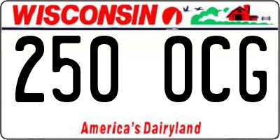 WI license plate 250OCG