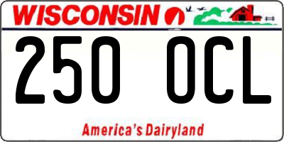 WI license plate 250OCL