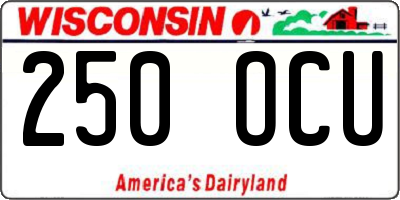 WI license plate 250OCU