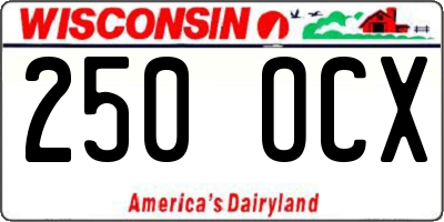 WI license plate 250OCX