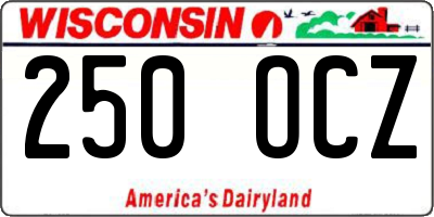WI license plate 250OCZ