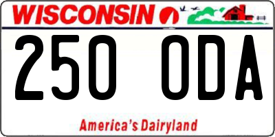 WI license plate 250ODA