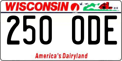 WI license plate 250ODE