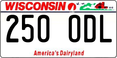WI license plate 250ODL