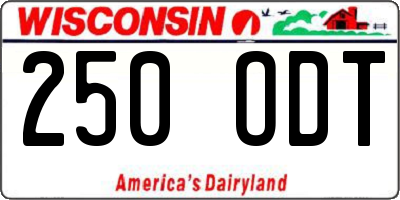 WI license plate 250ODT