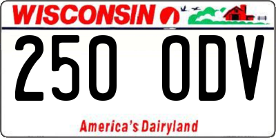 WI license plate 250ODV