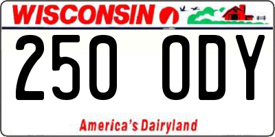 WI license plate 250ODY