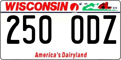 WI license plate 250ODZ