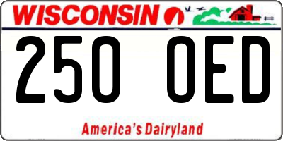WI license plate 250OED