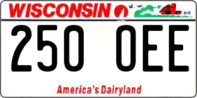 WI license plate 250OEE