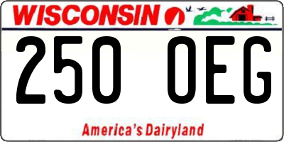 WI license plate 250OEG