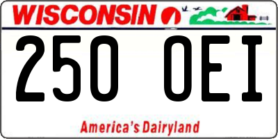 WI license plate 250OEI