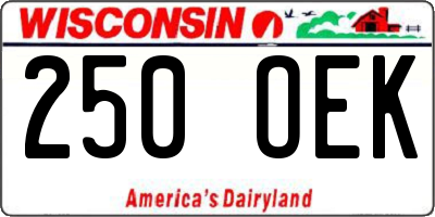 WI license plate 250OEK