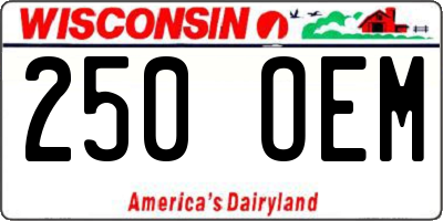 WI license plate 250OEM
