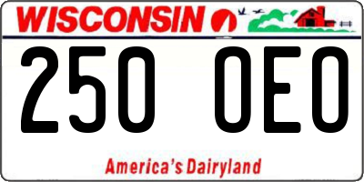 WI license plate 250OEO
