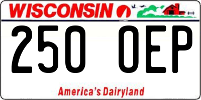 WI license plate 250OEP
