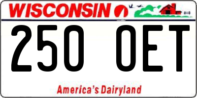 WI license plate 250OET