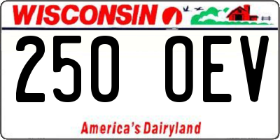 WI license plate 250OEV