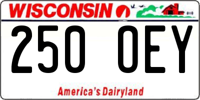 WI license plate 250OEY