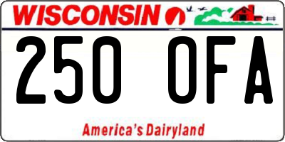 WI license plate 250OFA