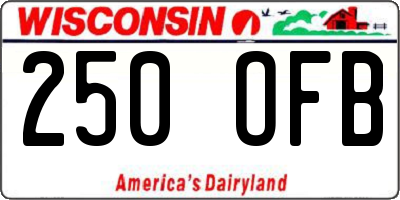 WI license plate 250OFB