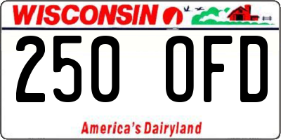 WI license plate 250OFD