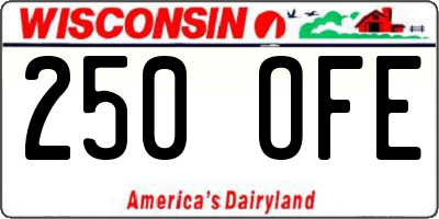 WI license plate 250OFE