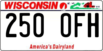 WI license plate 250OFH