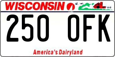 WI license plate 250OFK